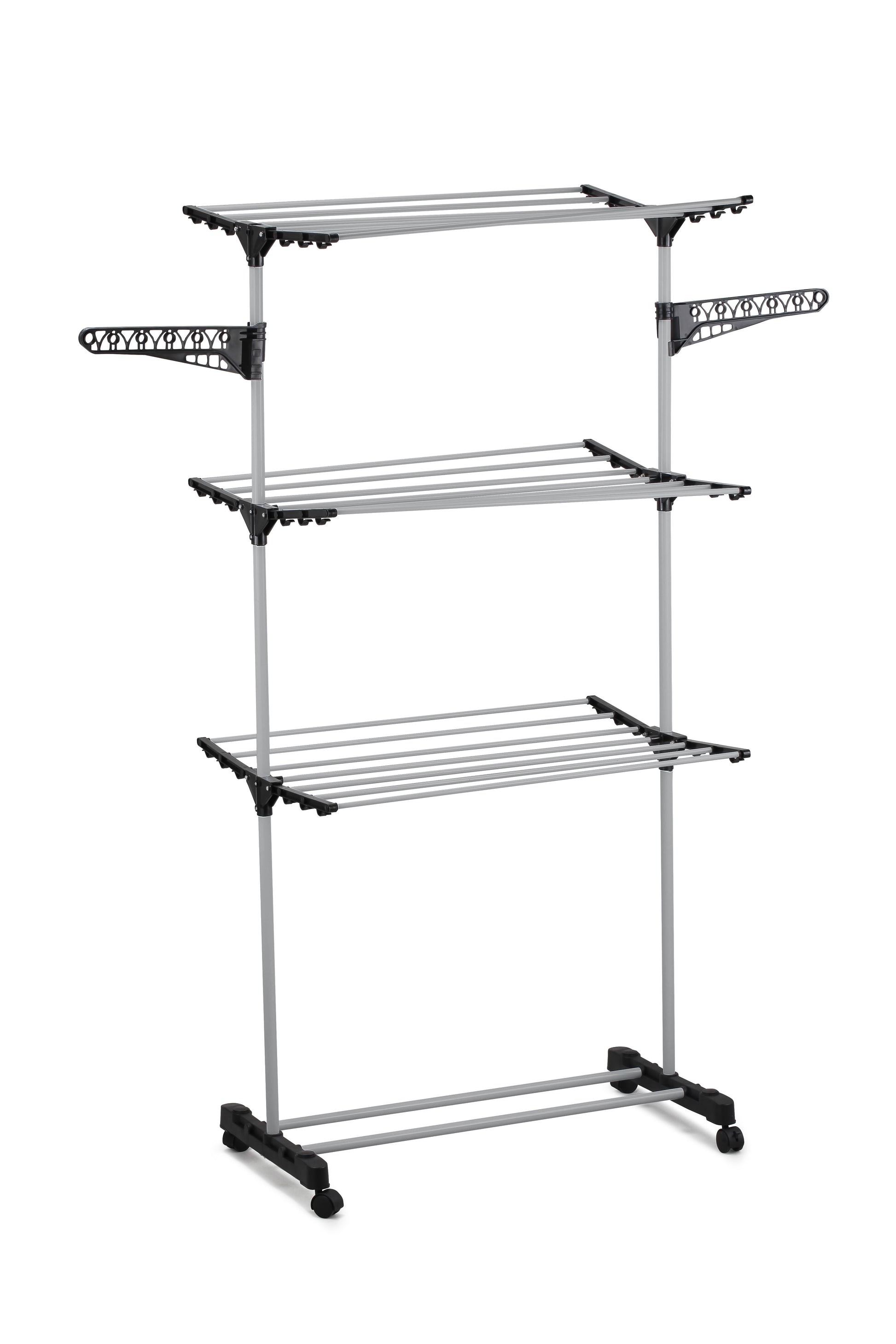 Folding 3 Tier Clothes Laundry Drying Rack with Stainless Steel Tubes for Indoor & Outdoor Home - ShopFrenzy