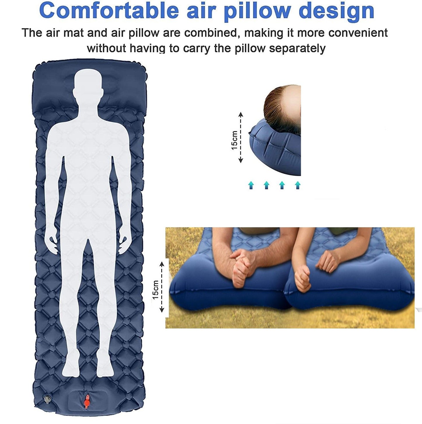 Ultralight Inflatable Camping Sleeping Pad with Pillow for Travelling and Hiking - ShopFrenzy