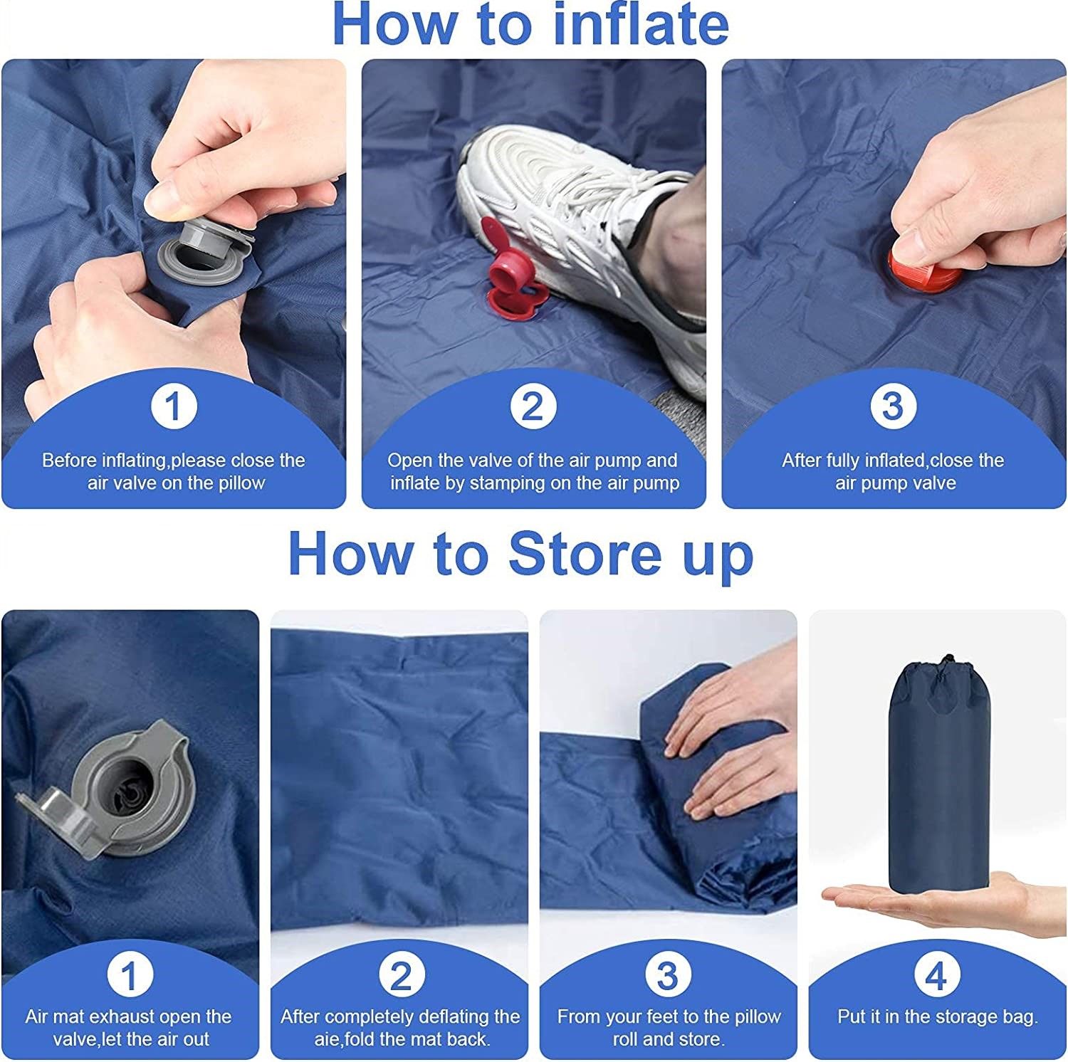 Ultralight Inflatable Camping Sleeping Pad with Pillow for Travelling and Hiking - ShopFrenzy