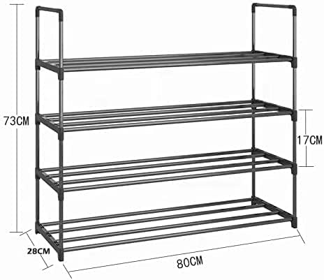 4-Tier Stainless Steel Shoe Rack Storage Organizer to Hold up to 20 Pairs of Shoes (80cm, Black) - ShopFrenzy