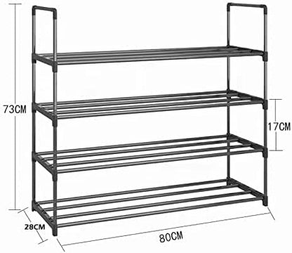 4-Tier Stainless Steel Shoe Rack Storage Organizer to Hold up to 20 Pairs of Shoes (80cm, Black) - ShopFrenzy