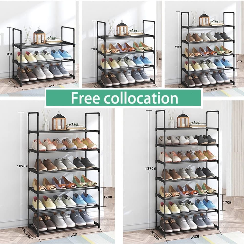 4-Tier Stainless Steel Shoe Rack Storage Organizer to Hold up to 20 Pairs of Shoes (80cm, Black) - ShopFrenzy