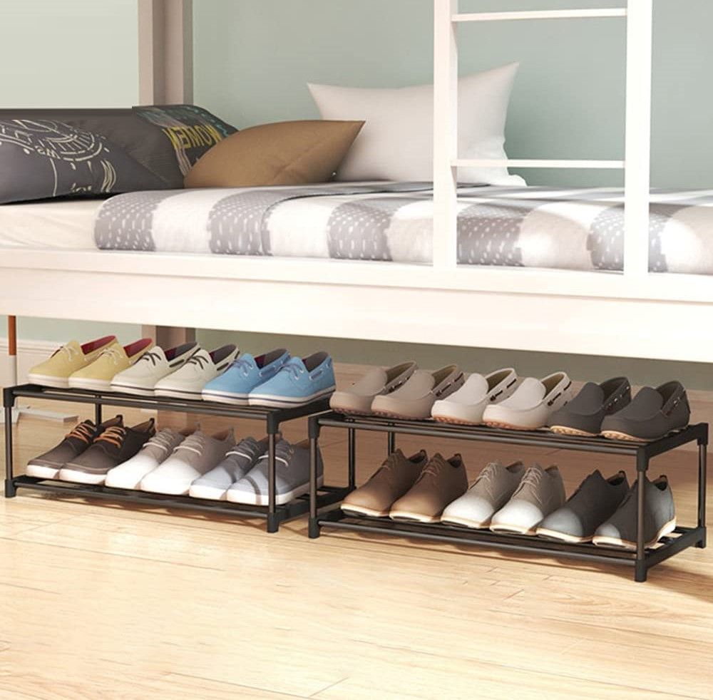 4-Tier Stainless Steel Shoe Rack Storage Organizer to Hold up to 20 Pairs of Shoes (80cm, Black) - ShopFrenzy