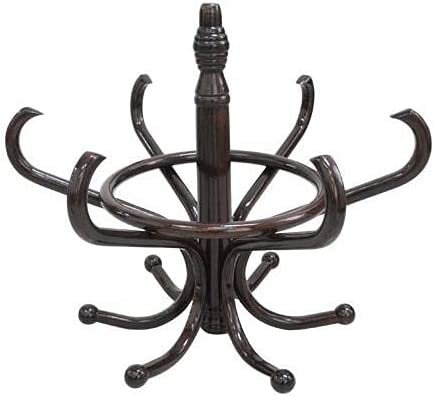 Brown Coat Rack with Stand Wooden Hat and 12 Hooks Hanger Walnut tree - ShopFrenzy