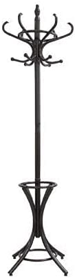Brown Coat Rack with Stand Wooden Hat and 12 Hooks Hanger Walnut tree - ShopFrenzy