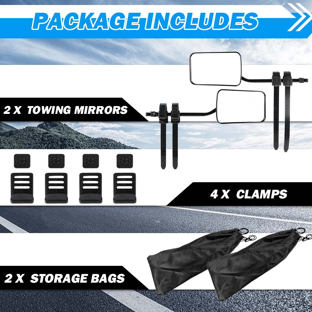 Towing Mirrors Clip on Multi Fit Clamp On Towing Caravan 4X4 Trailer 4WD 50 Pairs - ShopFrenzy