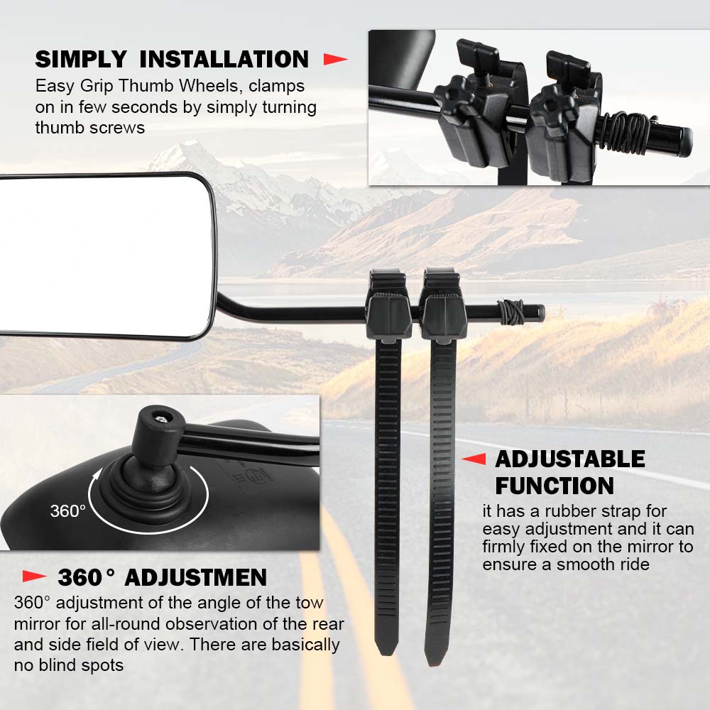 Towing Mirrors Clip on Multi Fit Clamp On Towing Caravan 4X4 Trailer 4WD 50 Pairs - ShopFrenzy