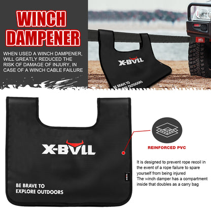 X-BULL Recovery Rope kit Snatch Strap Soft Shackles Hitch receiver Kinetic Tire Deflator - ShopFrenzy