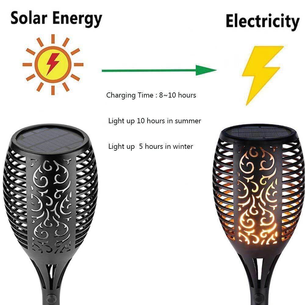 51 LED Bulbs Torch Solar Garden Outdoor Flame Dancing Flickering Light Auto Lamp - ShopFrenzy