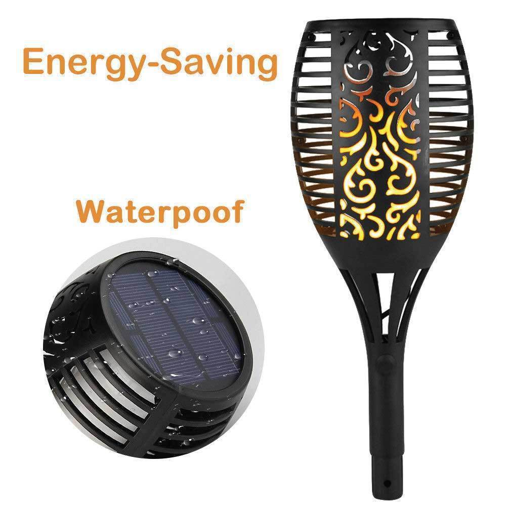 96 LED Bulbs Torch Solar Garden Outdoor Flame Dancing Flickering Light Auto Lamp - ShopFrenzy