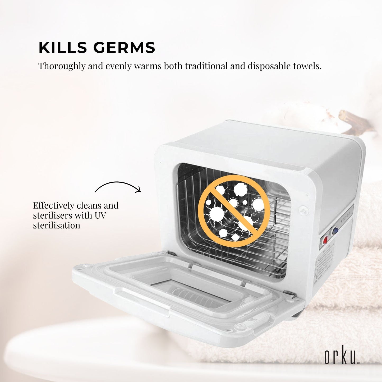 8L White Electric Towel Warmer UV Steriliser Cabinet Small Hot Heater Sanitiser - ShopFrenzy
