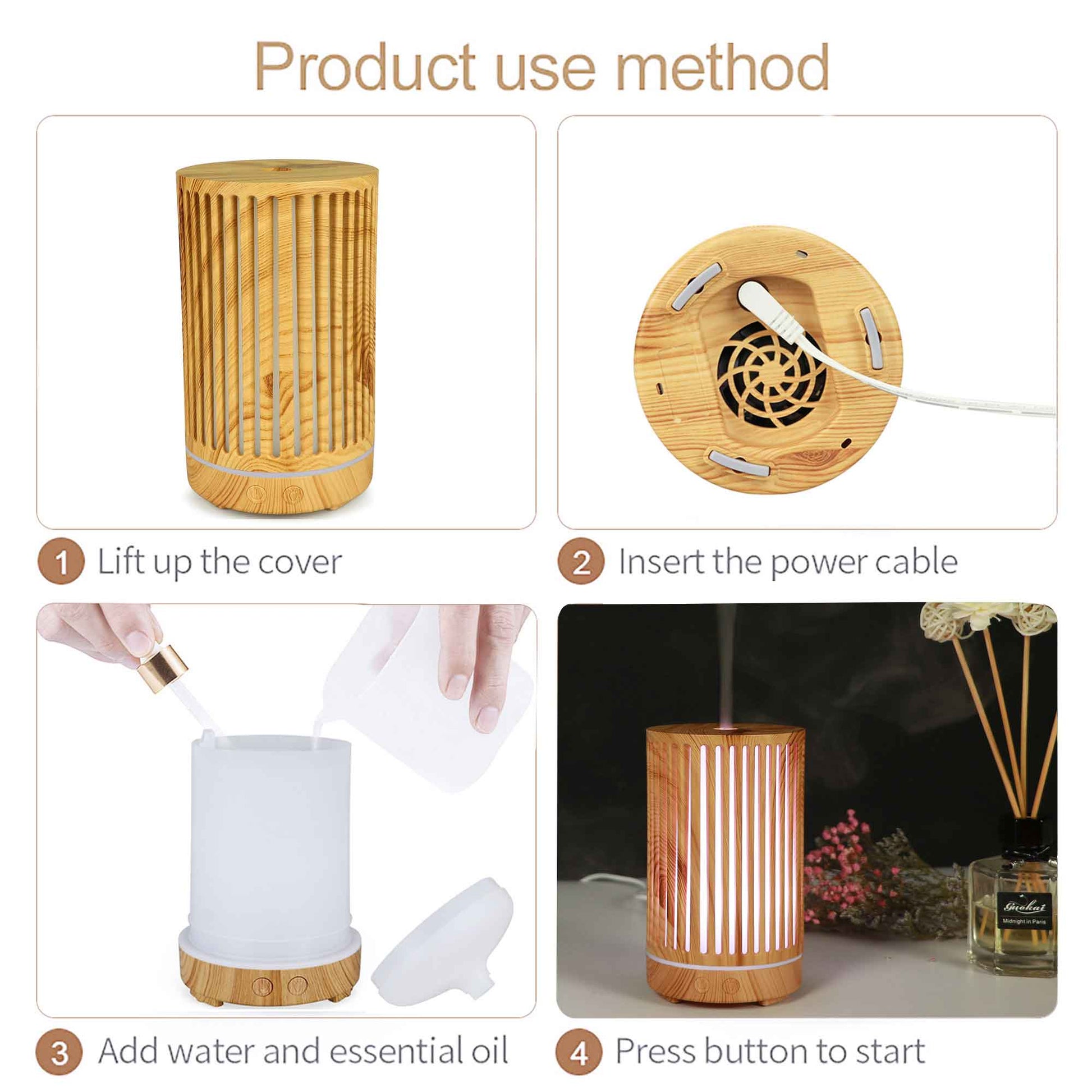 Essential Oil Aroma Diffuser - 200ml Remote Cylinder Aromatherapy Air Humidifier - ShopFrenzy