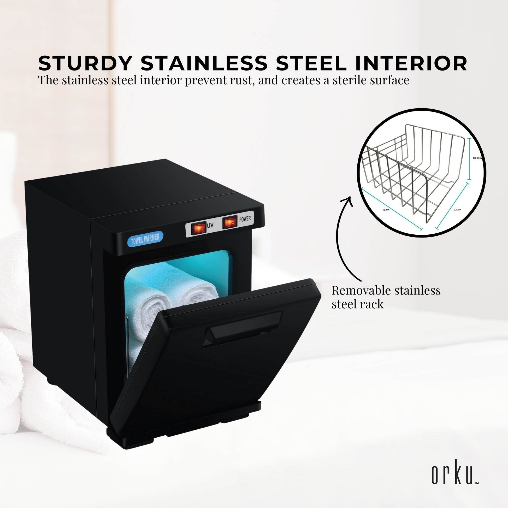5L Black Electric Hand Towel Warmer Mini UV Steriliser Cabinet Hot Heater Sanitiser - ShopFrenzy