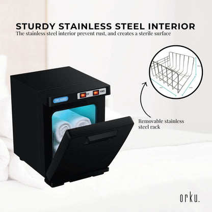 5L Black Electric Hand Towel Warmer Mini UV Steriliser Cabinet Hot Heater Sanitiser - ShopFrenzy