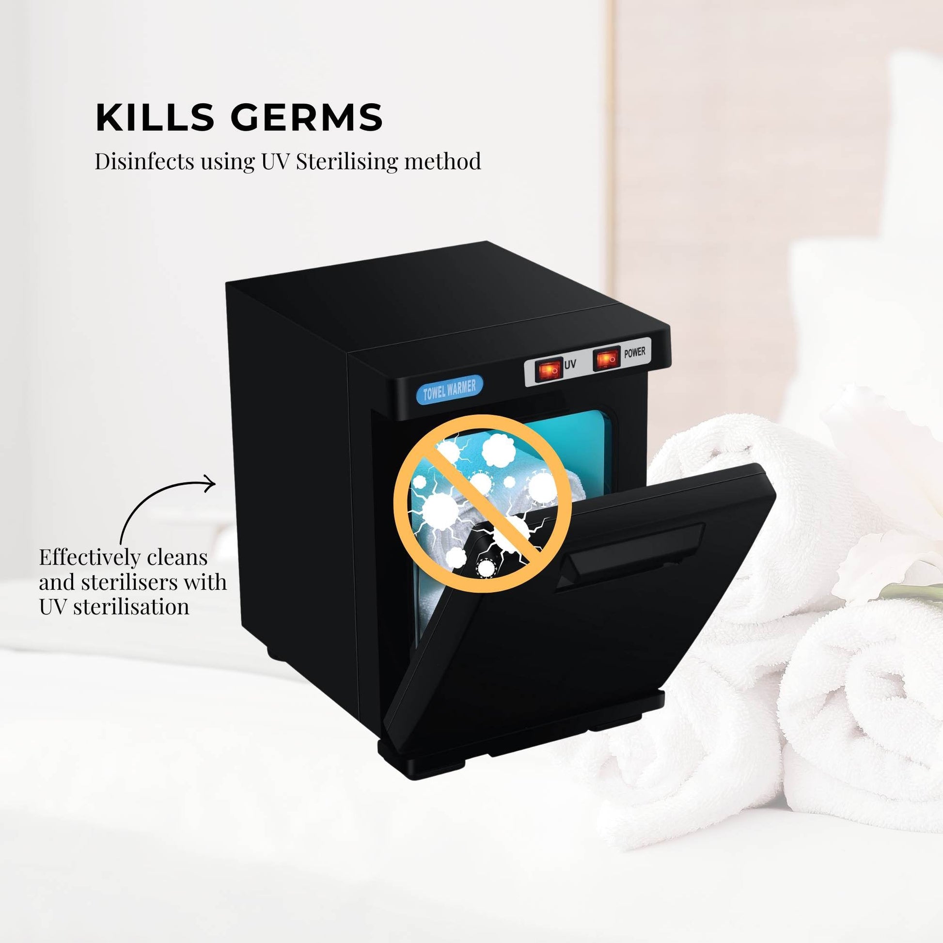 5L Black Electric Hand Towel Warmer Mini UV Steriliser Cabinet Hot Heater Sanitiser - ShopFrenzy