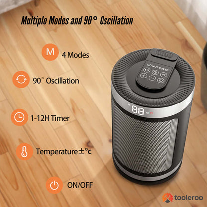 Tooleroo PTC Space Heater + Remote - 1500W Positive Temperature Coefficient - ShopFrenzy