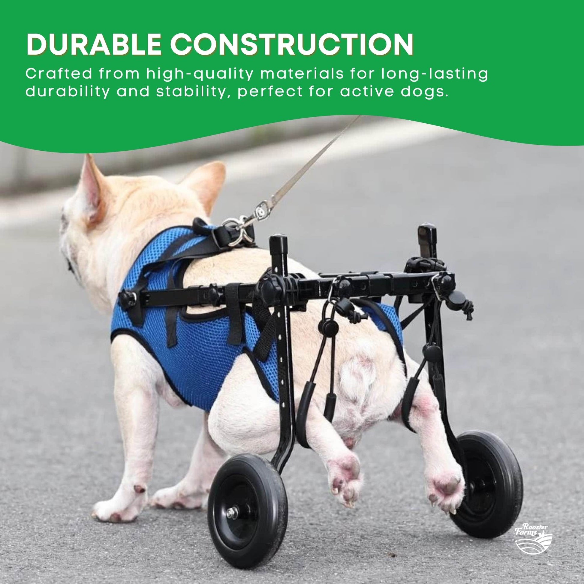 Rooster Farms Little Dog Wheelchair Small Harness - Adjustable Back Leg Aid - ShopFrenzy