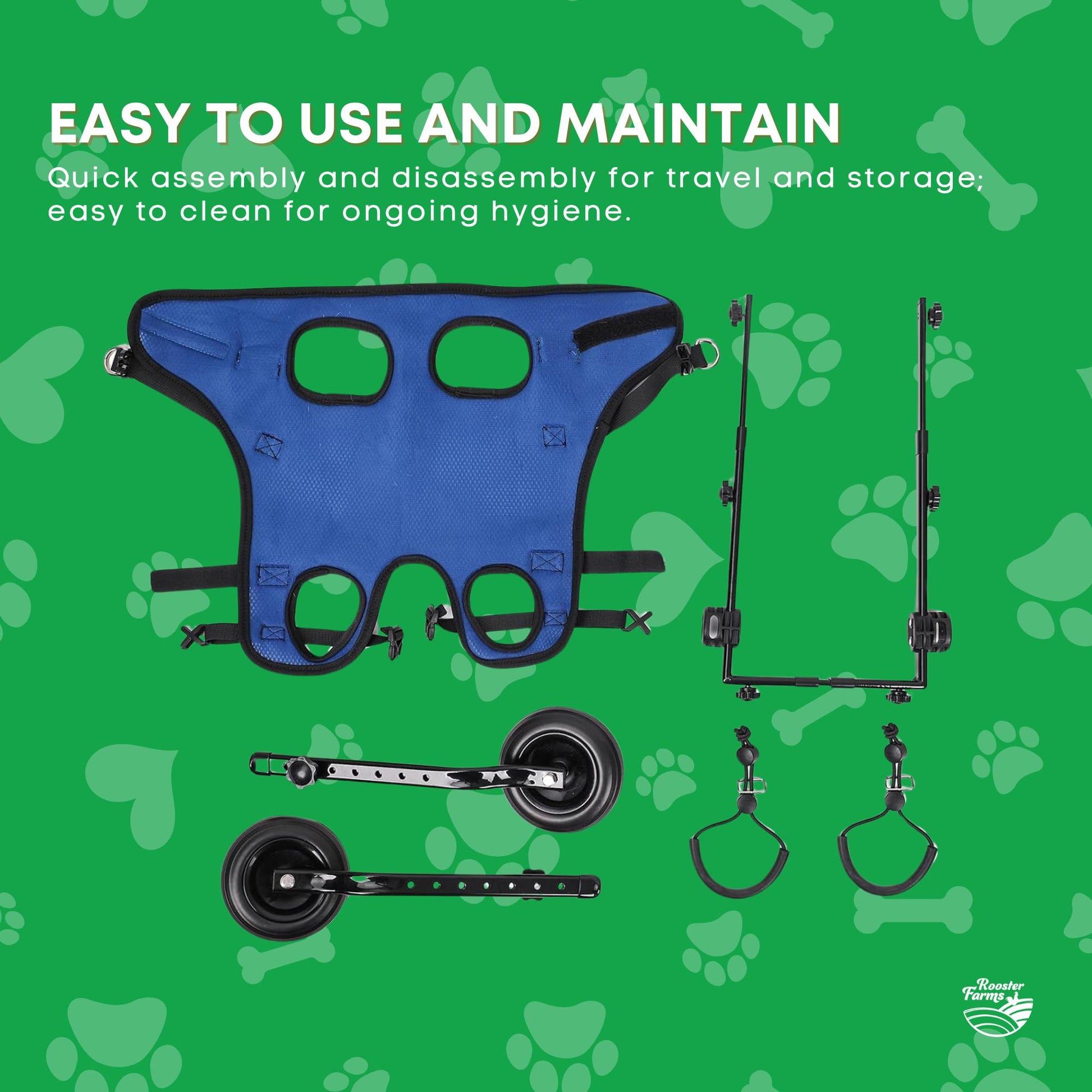 Rooster Farms Little Dog Wheelchair Small Harness - Adjustable Back Leg Aid - ShopFrenzy