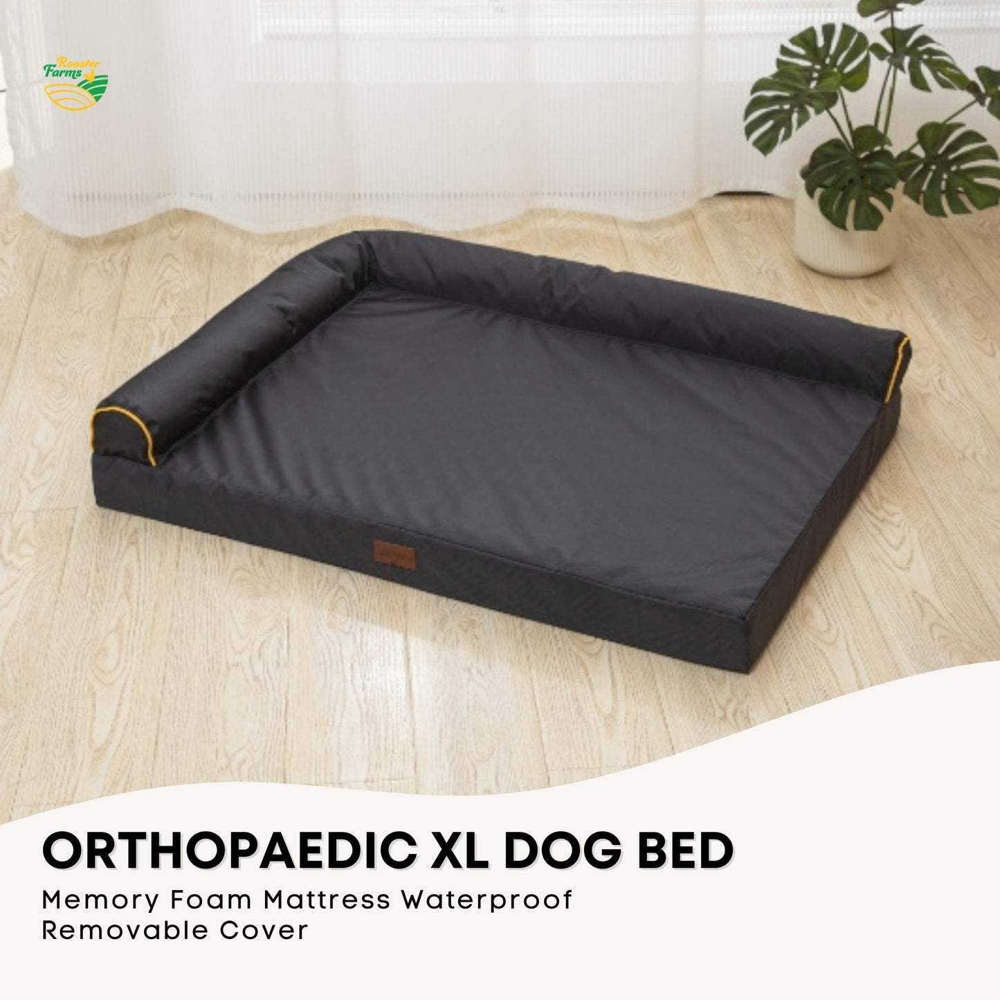 Orthopaedic Dog Bed XL Grey - Memory Foam Mattress Waterproof Removable Cover - ShopFrenzy