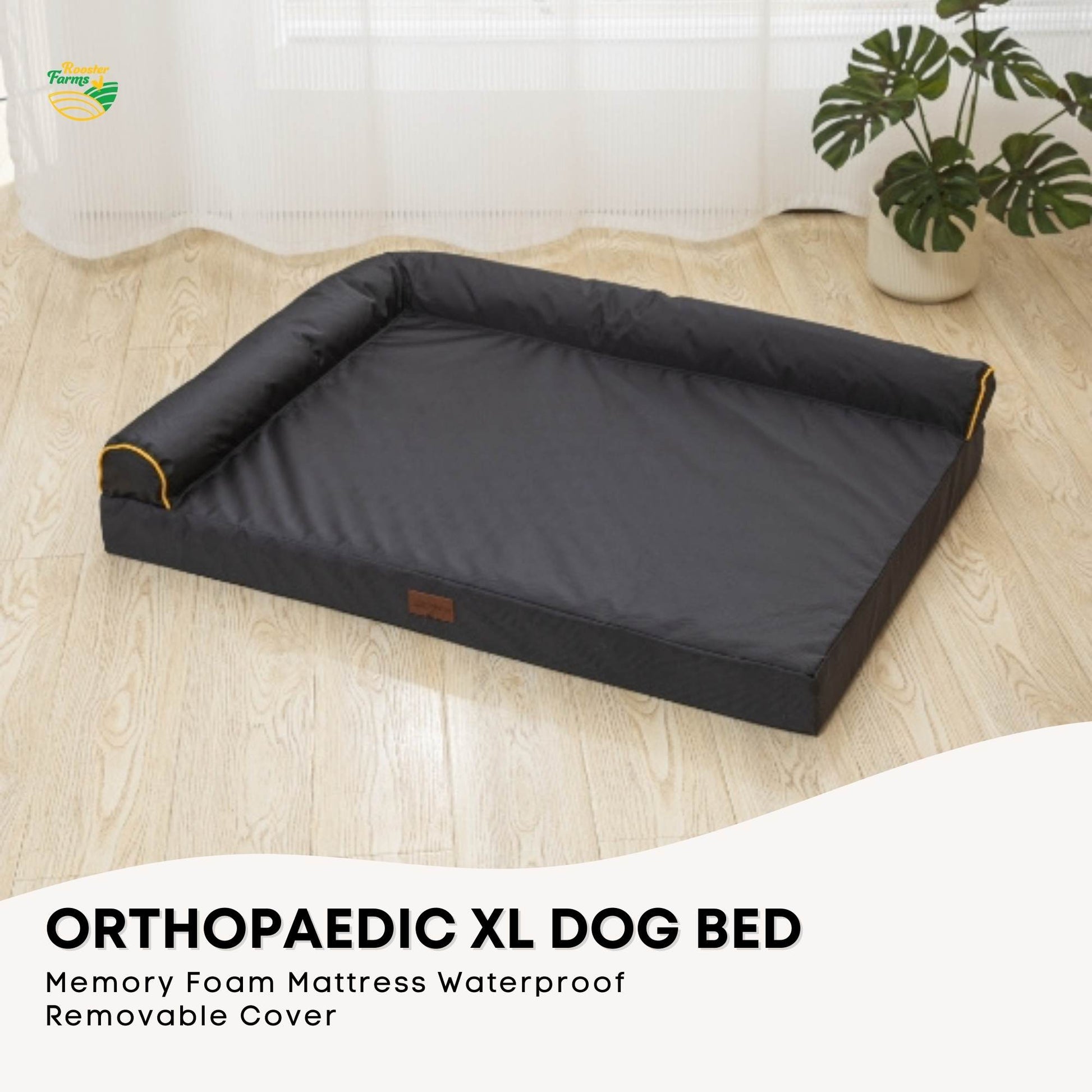 Orthopaedic Dog Bed XL Grey - Memory Foam Mattress Waterproof Removable Cover - ShopFrenzy