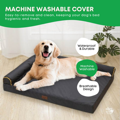 Orthopaedic Dog Bed XL Grey - Memory Foam Mattress Waterproof Removable Cover - ShopFrenzy