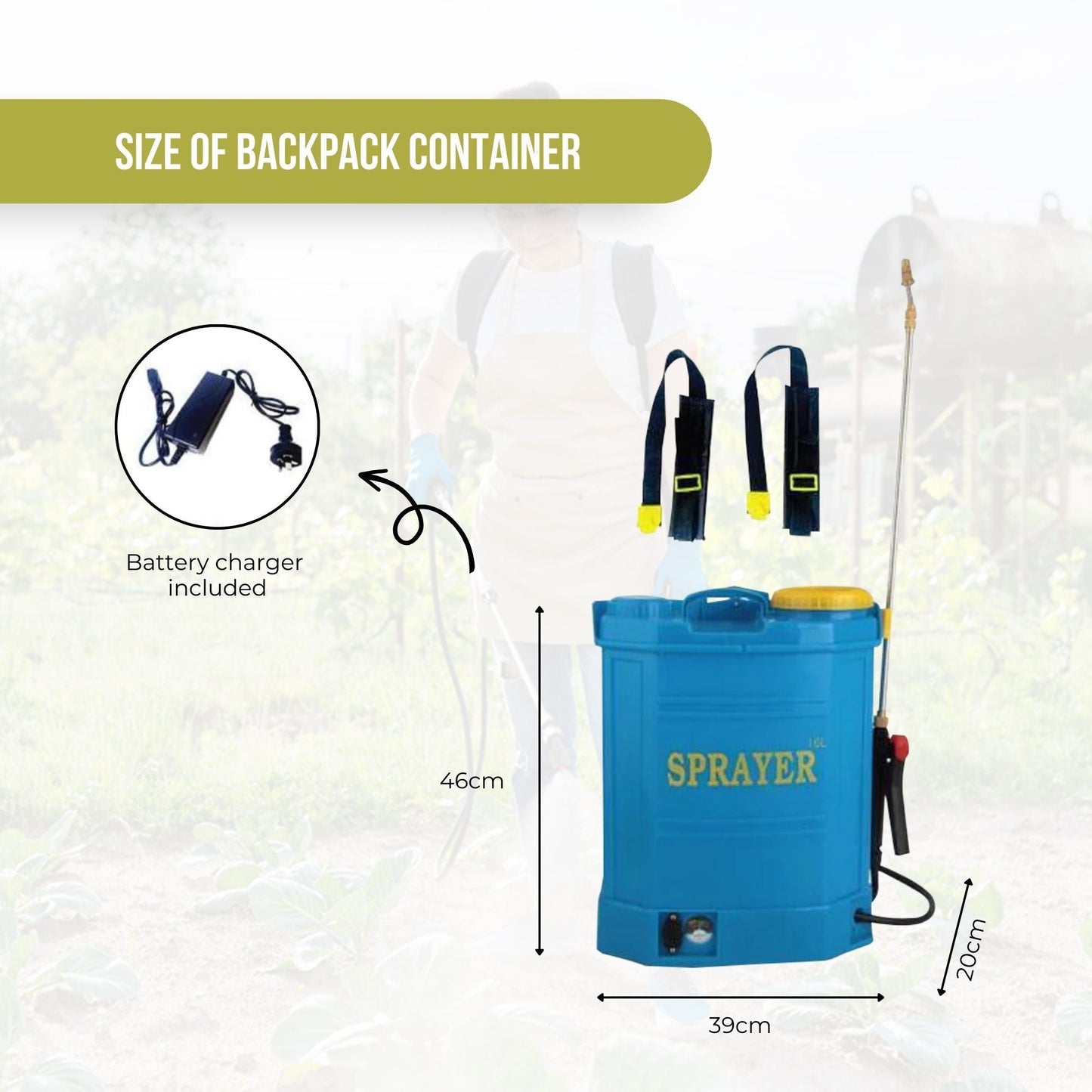 16L Rechargeable Backpack Pressure Sprayer - Portable Electric Garden Weed Pump - ShopFrenzy