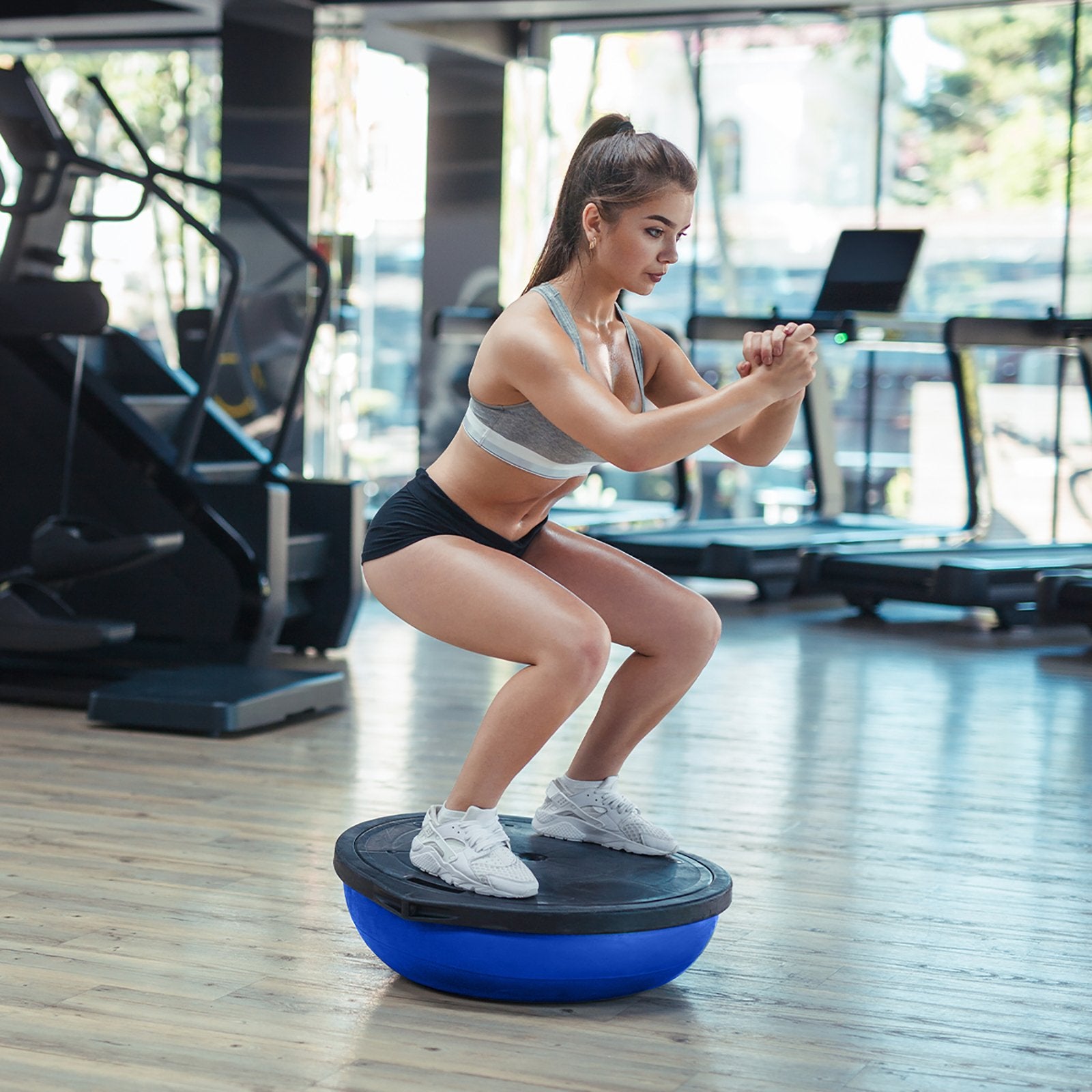 Powertrain Fitness Yoga Ball Home Gym Workout Balance Trainer Blue - ShopFrenzy