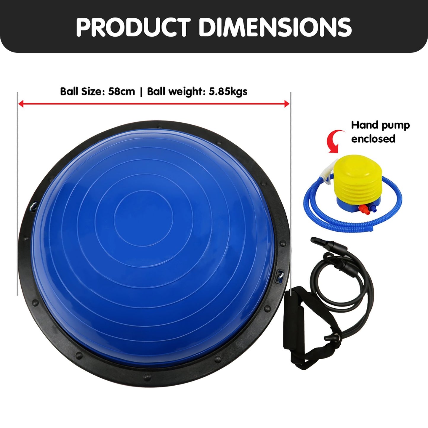 Powertrain Fitness Yoga Ball Home Gym Workout Balance Trainer Blue - ShopFrenzy