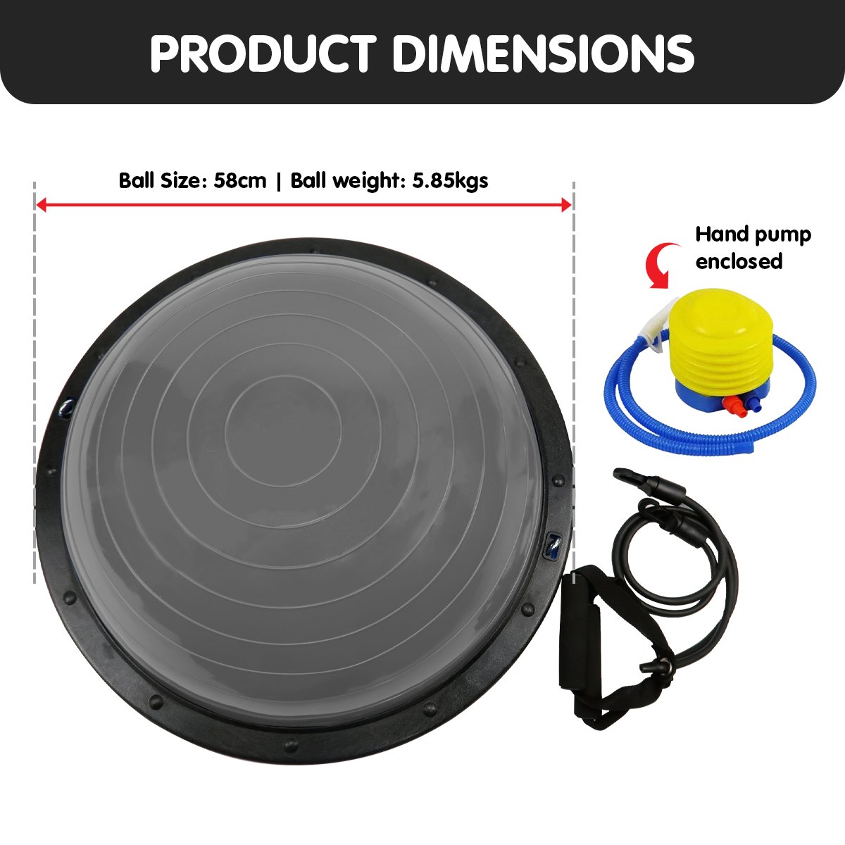 Powertrain Fitness Yoga Ball Home Gym Workout Balance Trainer Grey - ShopFrenzy