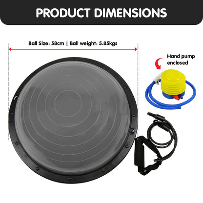 Powertrain Fitness Yoga Ball Home Gym Workout Balance Trainer Grey - ShopFrenzy
