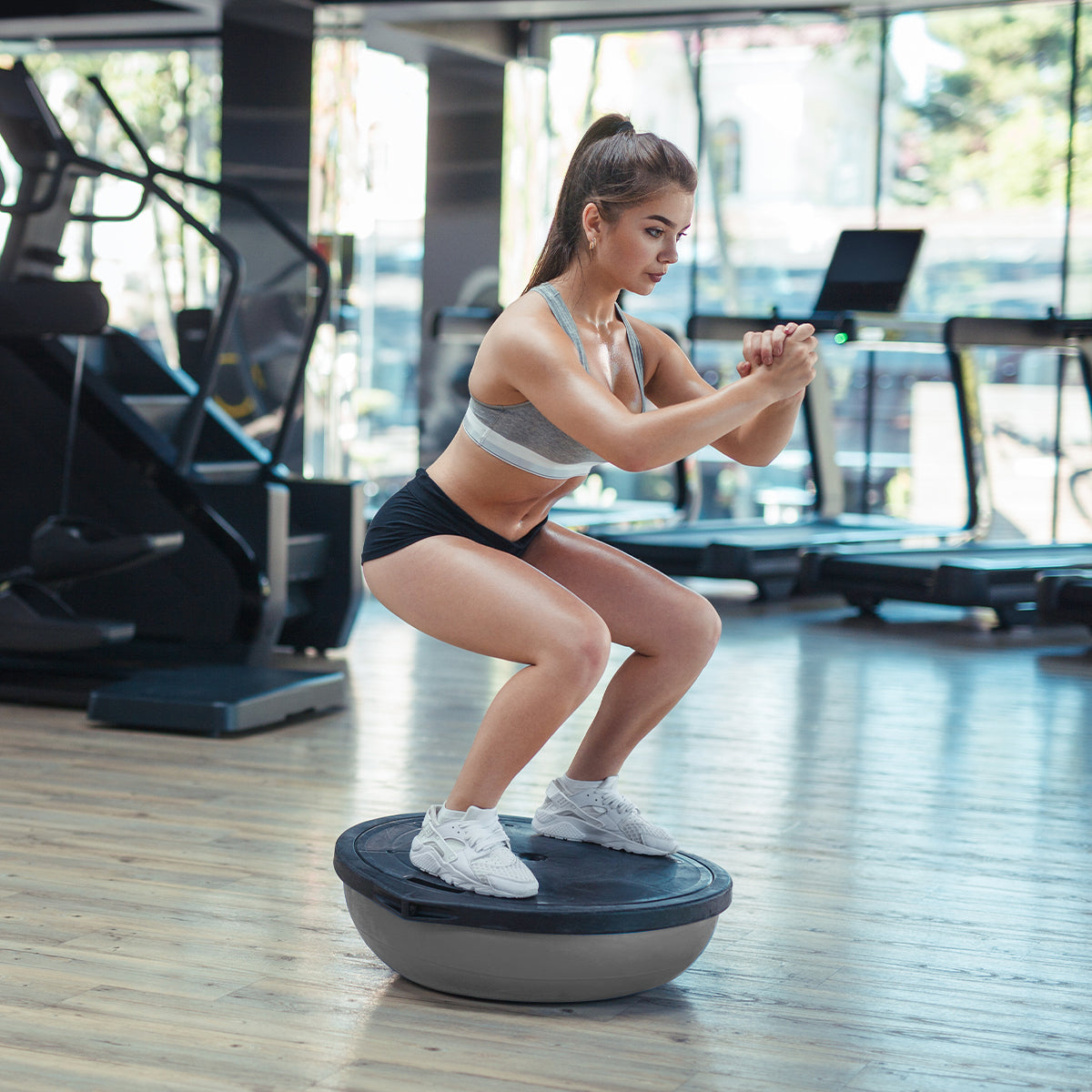 Powertrain Fitness Yoga Ball Home Gym Workout Balance Trainer Grey - ShopFrenzy