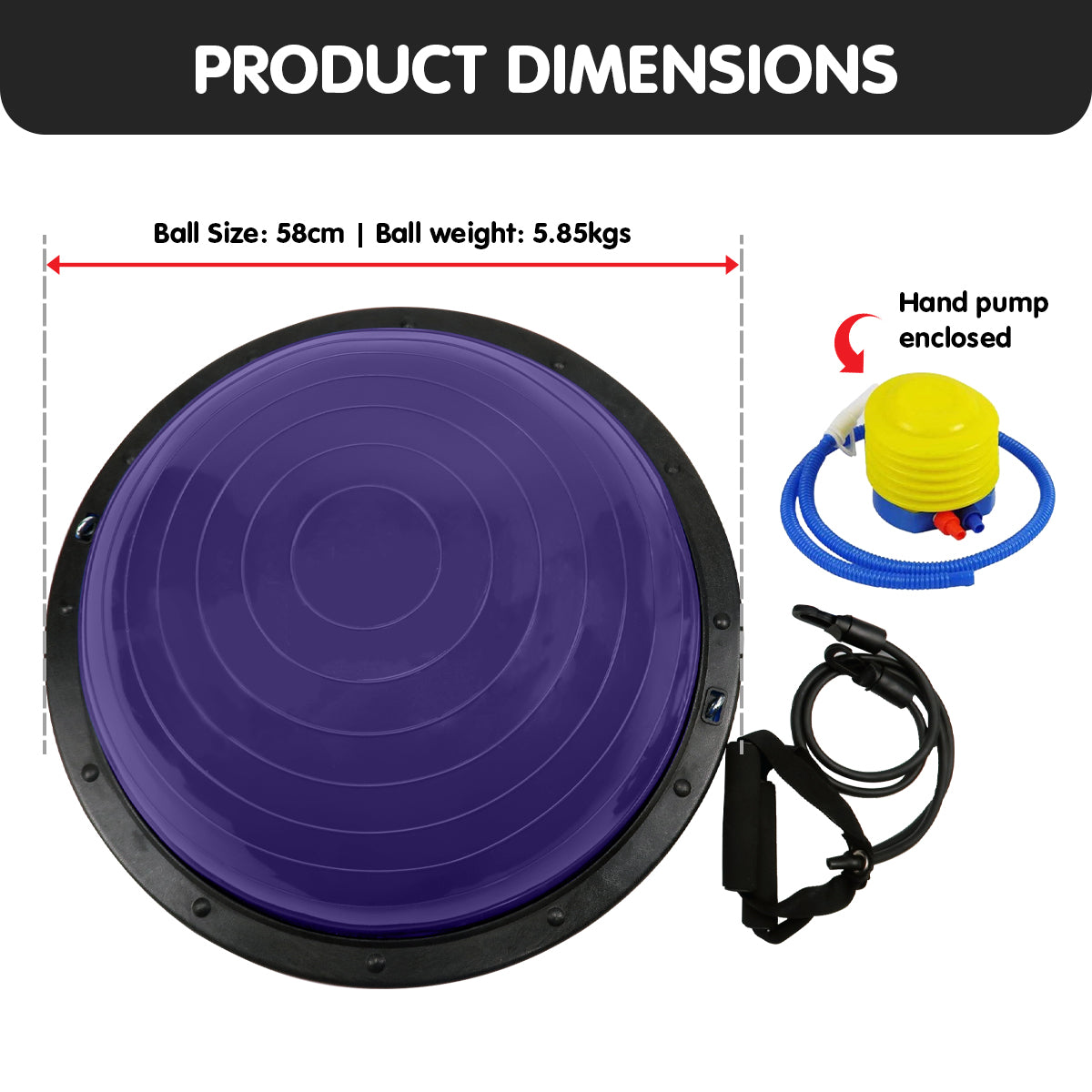 Powertrain Fitness Yoga Ball Home Gym Workout Balance Trainer Purple - ShopFrenzy