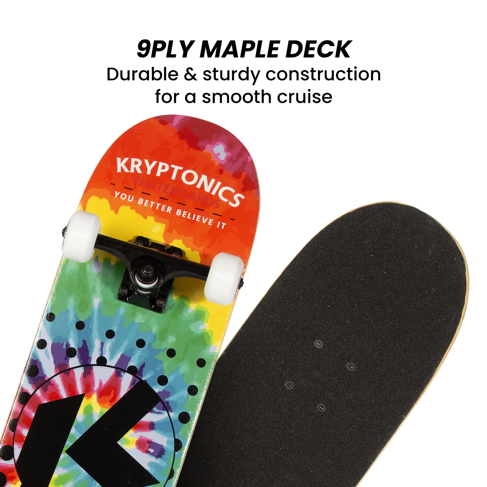 Kryptonics 31-inch Star Series Complete Skateboard Rainbow Dot - ShopFrenzy