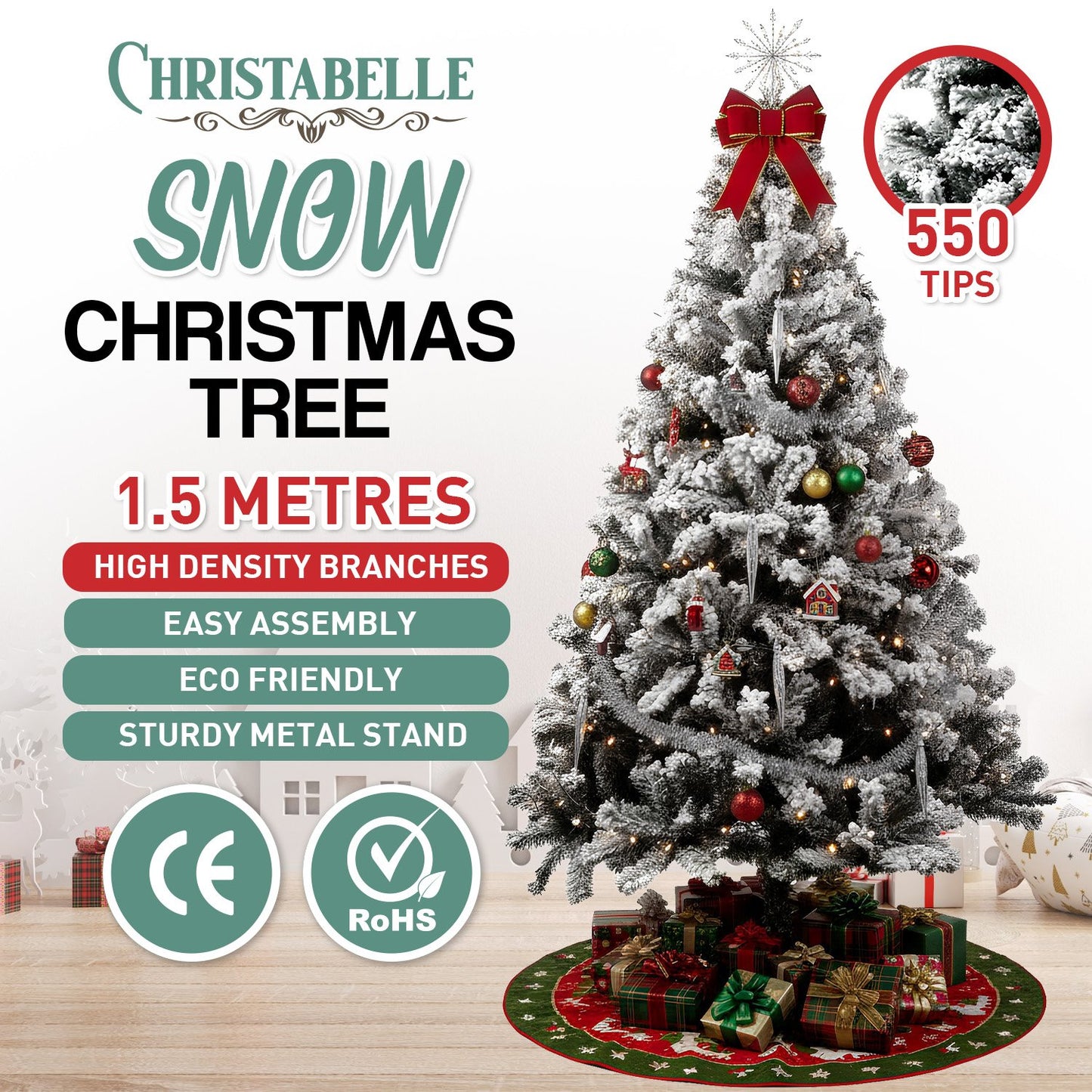 Christabelle Snow-Tipped Artificial Christmas Tree 1.5m - 550 Tips