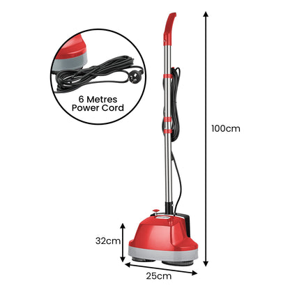 Klika Hauskeeper 5 in 1 Electric 240V Floor Polisher w/ 6M Power Cable Timber Hard Waxer Buffer Cleaner Red - ShopFrenzy