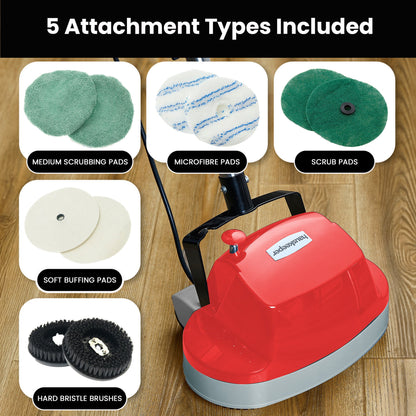 Klika Hauskeeper 5 in 1 Electric 240V Floor Polisher w/ 6M Power Cable Timber Hard Waxer Buffer Cleaner Red - ShopFrenzy