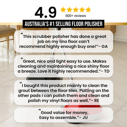 Klika Hauskeeper 5 in 1 Electric 240V Floor Polisher w/ 6M Power Cable Timber Hard Waxer Buffer Cleaner Red - ShopFrenzy