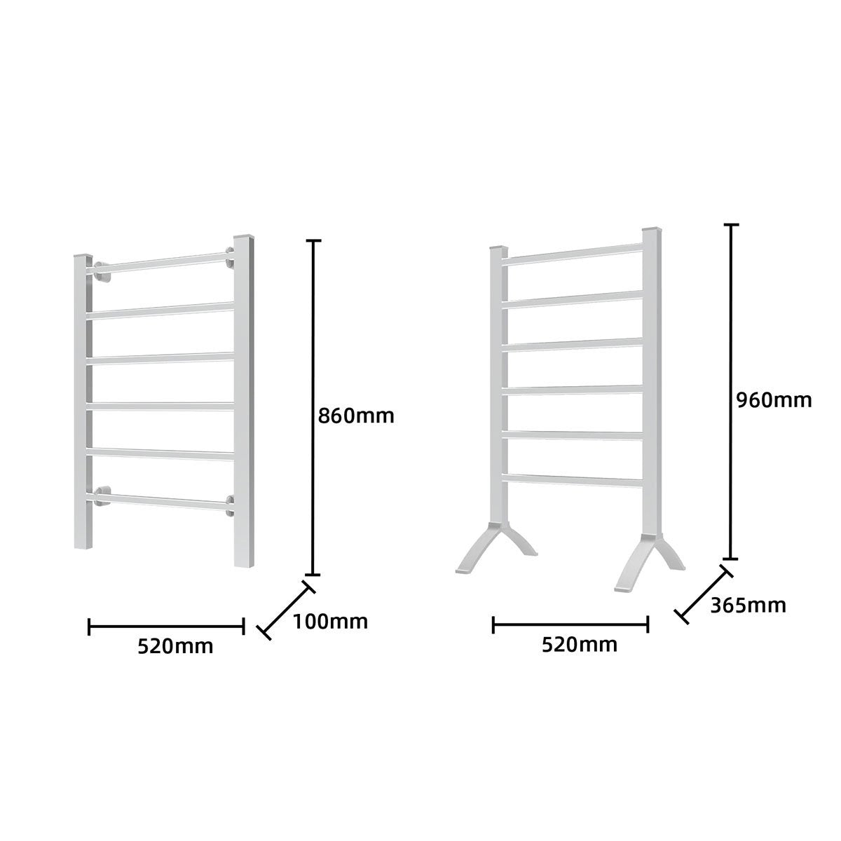 Pronti Heated Towel Rack Electric Bathroom Towel Rails Warmer 100w - Silver - ShopFrenzy