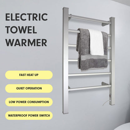 Pronti Heated Towel Rack Electric Bathroom Towel Rails Warmer 100w - Silver - ShopFrenzy