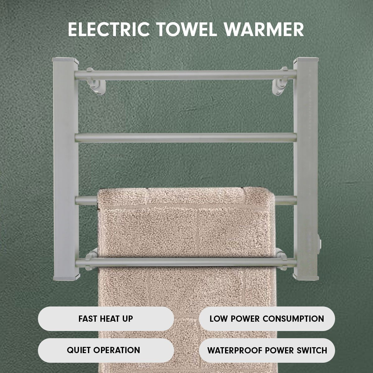 Pronti Heated Towel Rack Electric Bathroom Towel Rails Warmer Ev-60 -silver - ShopFrenzy