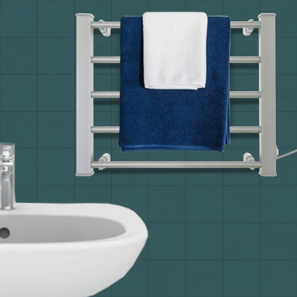 Pronti Heated Towel Rack Electric Bathroom Towel Rails Warmer Ev-90- Silver - ShopFrenzy