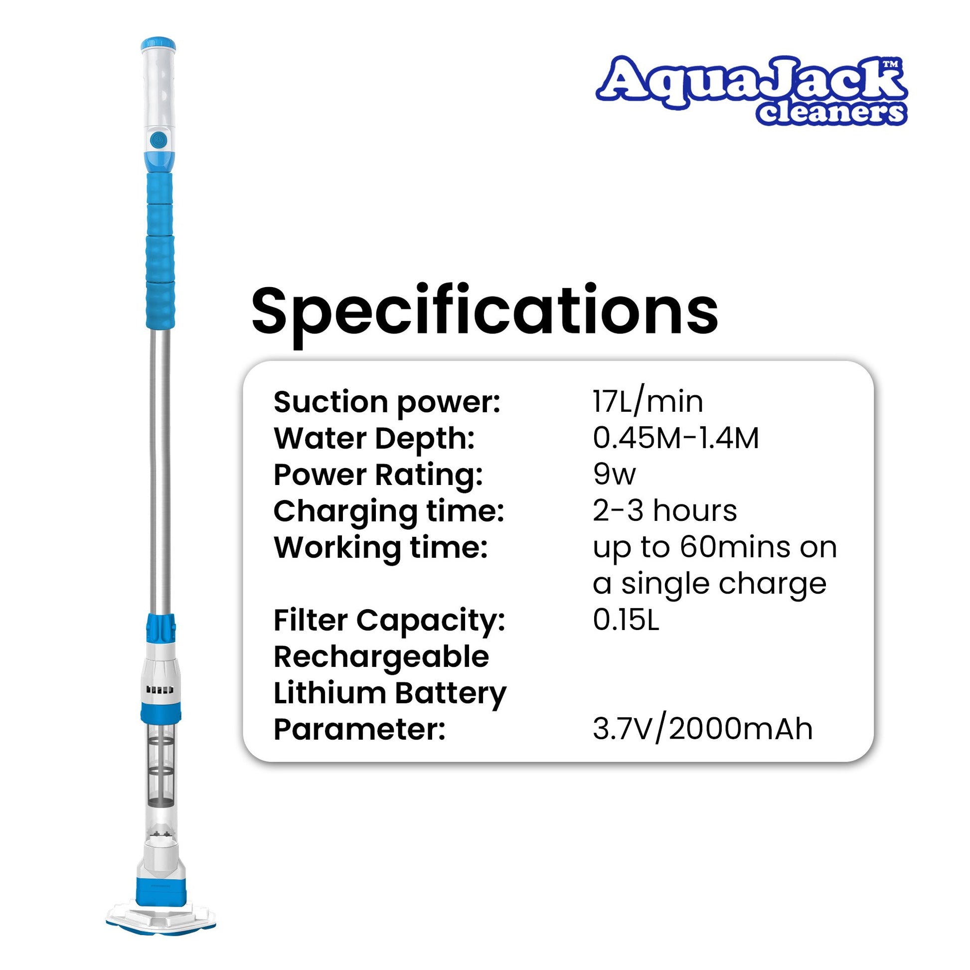 Aquajack 127 Portable Rechargeable Spa and Pool Vacuum Cleaner - ShopFrenzy