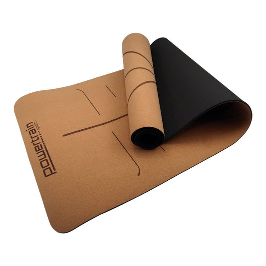Powertrain Cork Yoga Mat with Carry Straps Home Gym Pilates - Body Line - ShopFrenzy