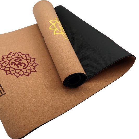 Powertrain Cork Yoga Mat with Carry Straps Home Gym Pilates - Chakras - ShopFrenzy