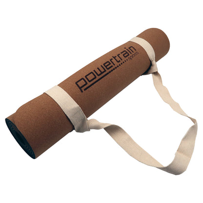 Powertrain Cork Yoga Mat with Carry Straps Home Gym Pilates - Plain - ShopFrenzy