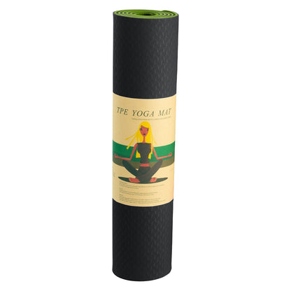 Powertrain TPE Yoga Exercise Mat Home Gym Pilates Fitness 8mm Thick in Black/Green - ShopFrenzy