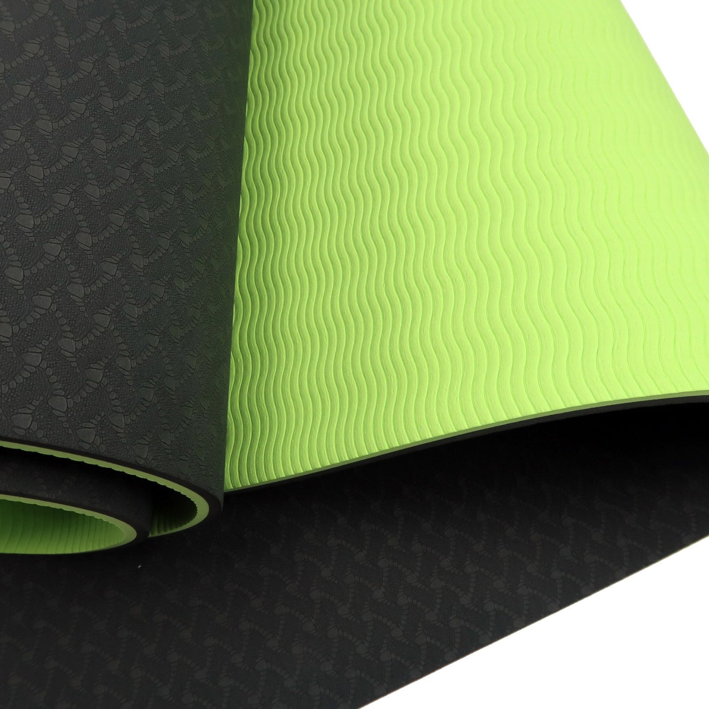 Powertrain TPE Yoga Exercise Mat Home Gym Pilates Fitness 8mm Thick in Black/Green - ShopFrenzy
