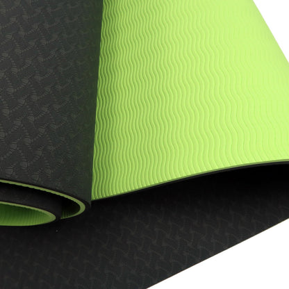 Powertrain TPE Yoga Exercise Mat Home Gym Pilates Fitness 8mm Thick in Black/Green - ShopFrenzy