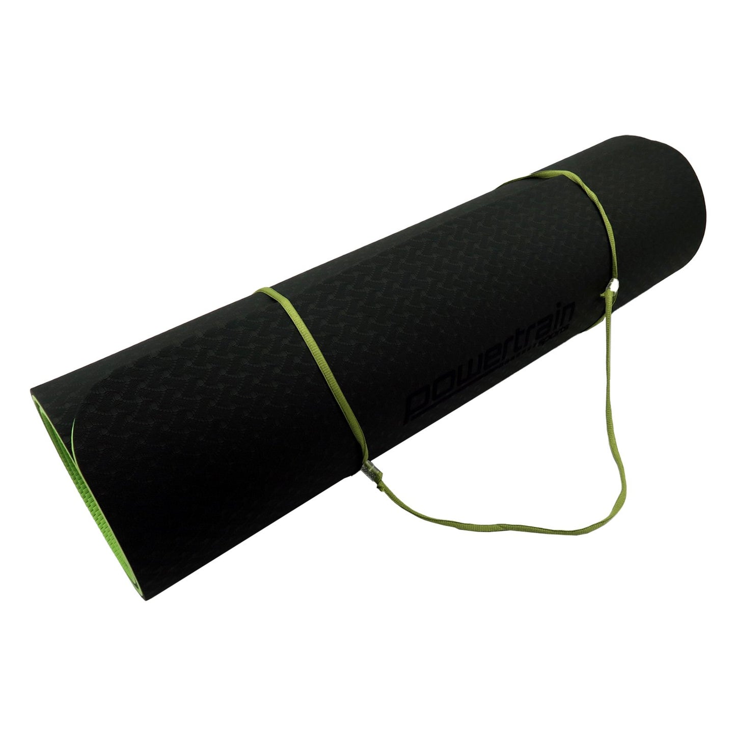 Powertrain TPE Yoga Exercise Mat Home Gym Pilates Fitness 8mm Thick in Black/Green - ShopFrenzy
