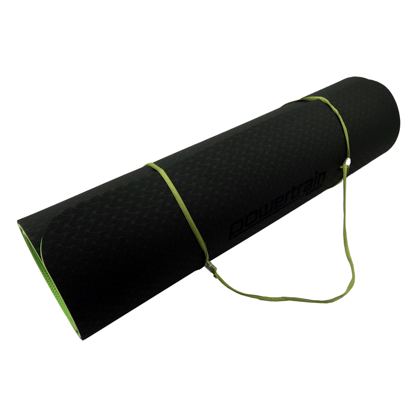 Powertrain TPE Yoga Exercise Mat Home Gym Pilates Fitness 8mm Thick in Black/Green - ShopFrenzy